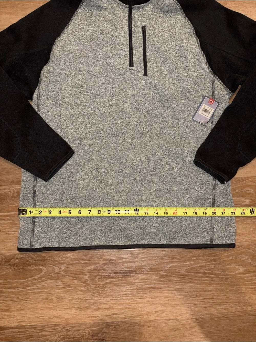 Beverly Hills Polo Club Men’s Large Quarter Zip Pullover Gray Black NWT